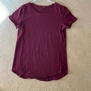 CRZ YOGA Women's Pima Cotton Short Sleeve Berry Heather XS